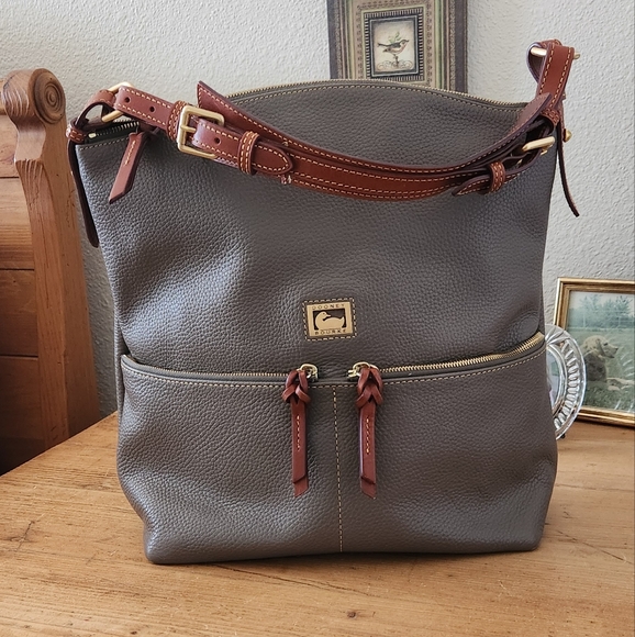 Dooney & Bourke Hobo Elephant Pebble Leather And Matching Wallet - Picture 1 of 7